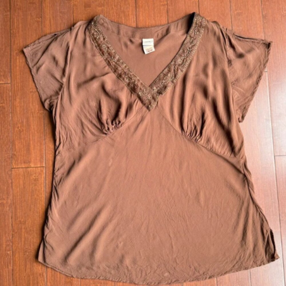 Faded Glory Brown Beaded Fairy Top